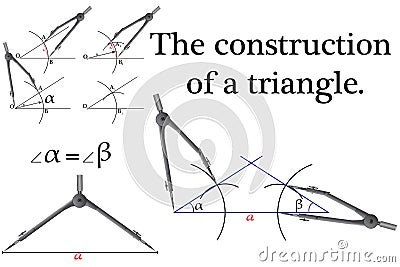 Building a triangle using two angles and one side Vector Illustration